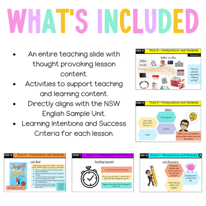 Stage 3 Year A Unit 6 NSW Perspective and Context English Teaching Slides - Teaching Slides