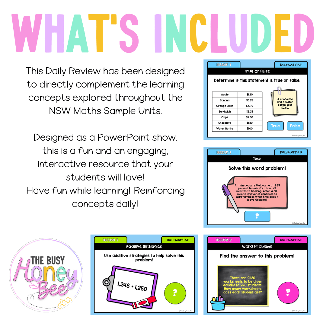 Stage 3 Year B Australian | NSW Math Daily Review | Warm-Up Unit 35 - Warm Up | Revision