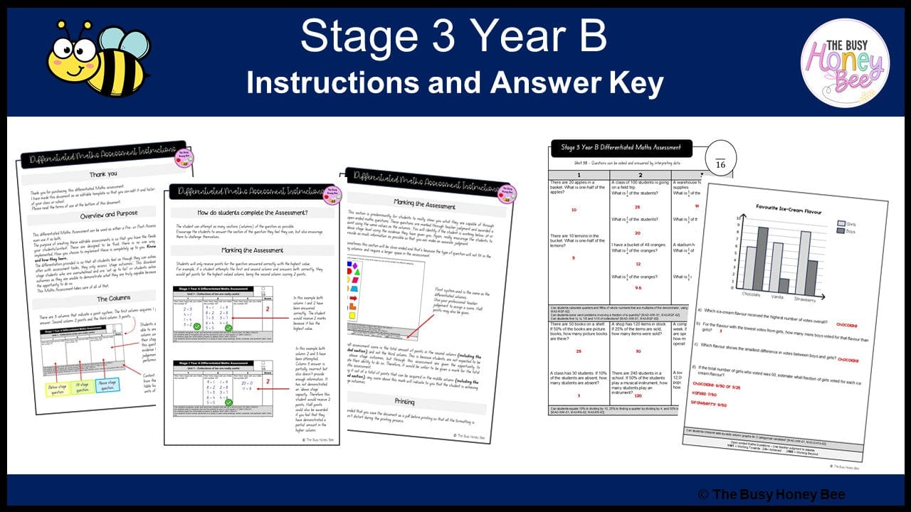 Stage 3 Year B Differentiated Maths Assessment Unit 38 - Assessment