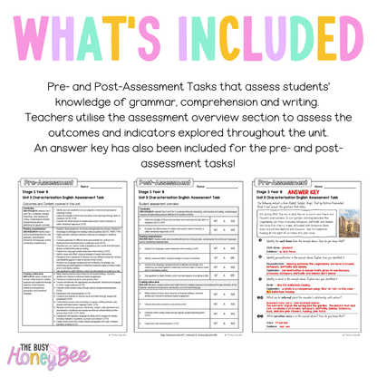 Stage 3 Year B English Pre- and Post-Assessment Unit 11 Characterisation -