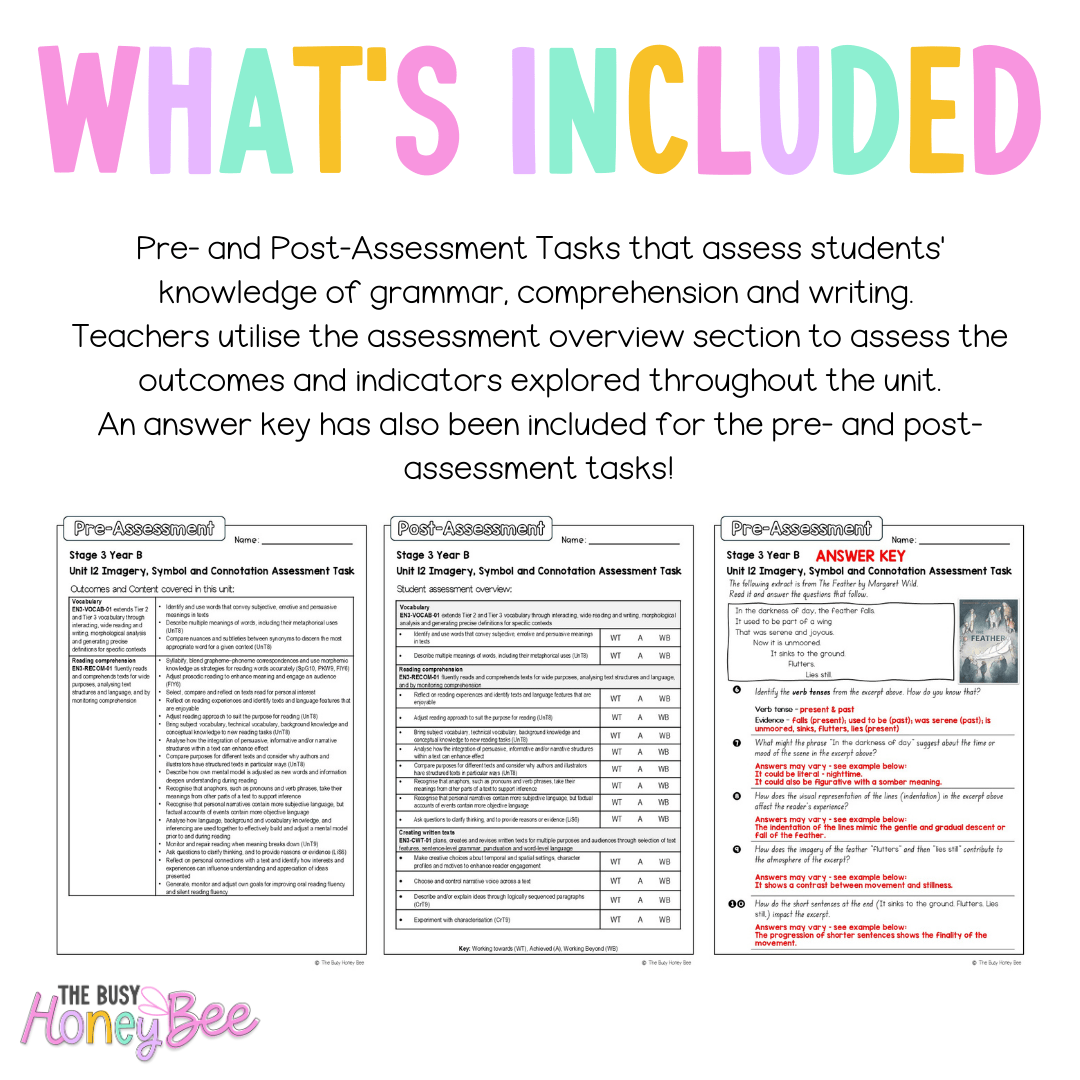 Stage 3 Year B English Pre- and Post-Assessment Unit 12 Imagery, symbol and connotation -