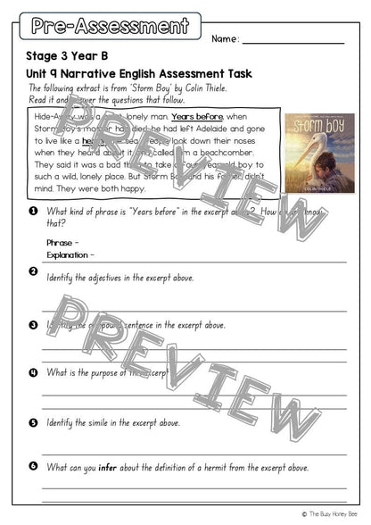 Stage 3 Year B English Pre- and Post-Assessment Unit 9 Narrative -