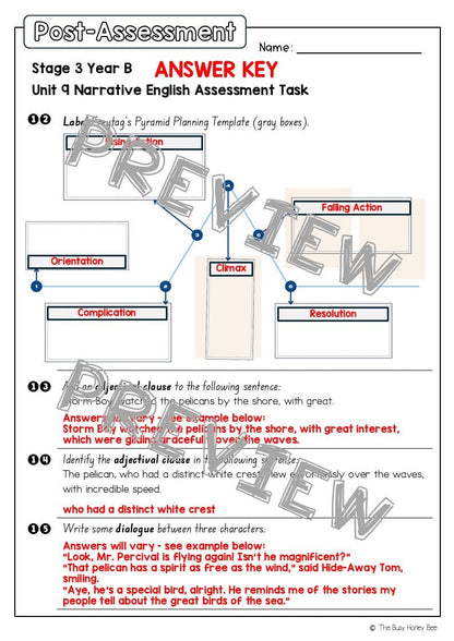 Stage 3 Year B English Pre- and Post-Assessment Unit 9 Narrative -