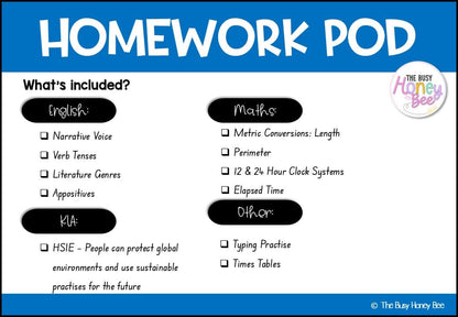 Stage 3 Year B Homework/Learning Pod 23 - Homework | Casual Teaching