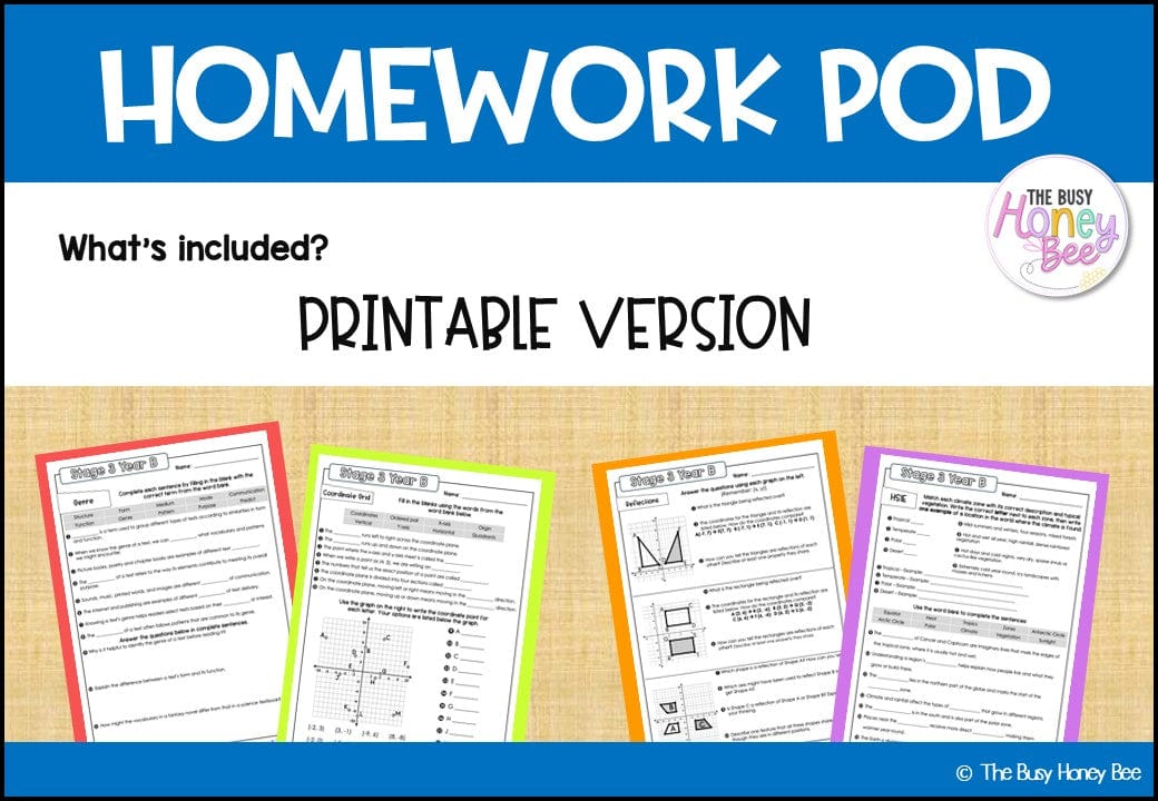 Stage 3 Year B Homework/Learning Pod 28 - Homework | Casual Teaching