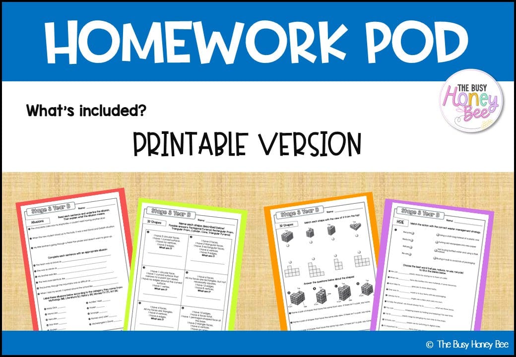Stage 3 Year B Homework/Learning Pod 29 - Homework | Casual Teaching