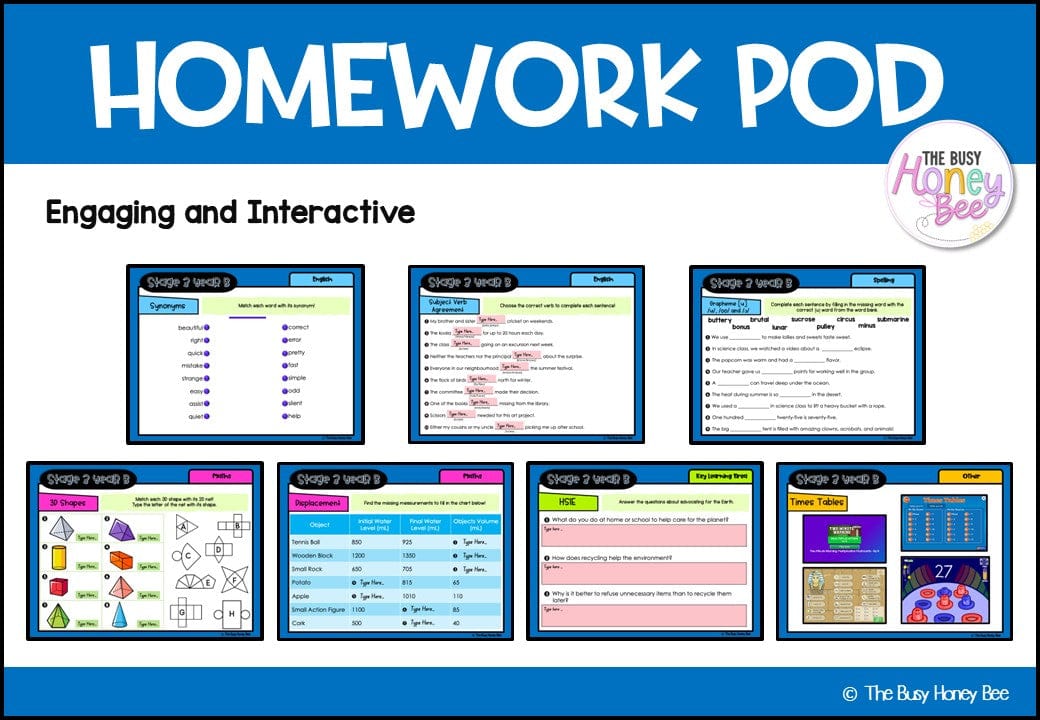 Stage 3 Year B Homework/Learning Pod 29 - Homework | Casual Teaching