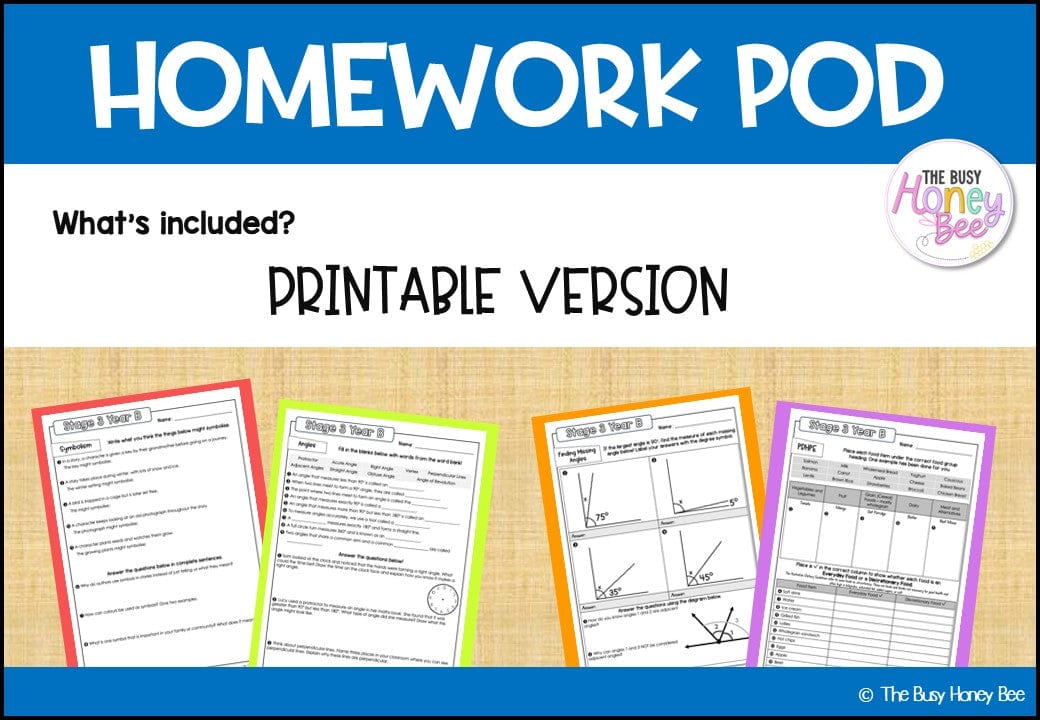 Stage 3 Year B Homework/Learning Pod 30 - Homework | Casual Teaching