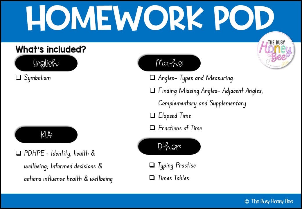 Stage 3 Year B Homework/Learning Pod 30 - Homework | Casual Teaching