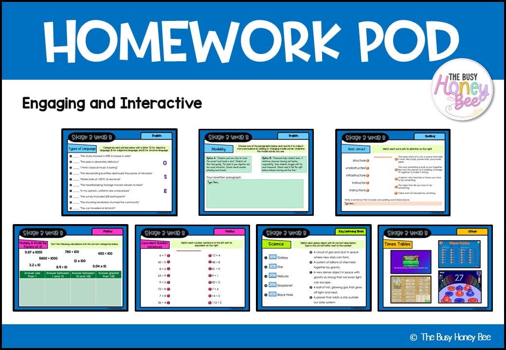 Stage 3 Year B Homework/Learning Pod 31 - Homework | Casual Teaching