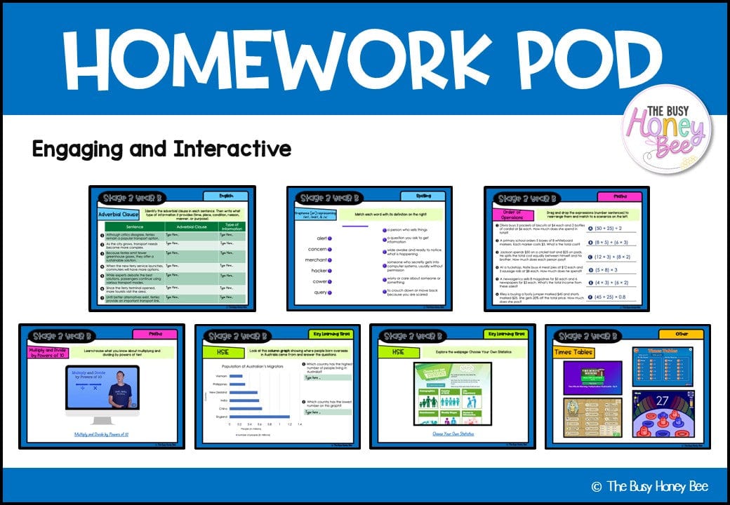 Stage 3 Year B Homework/Learning Pod 33 - Homework | Casual Teaching