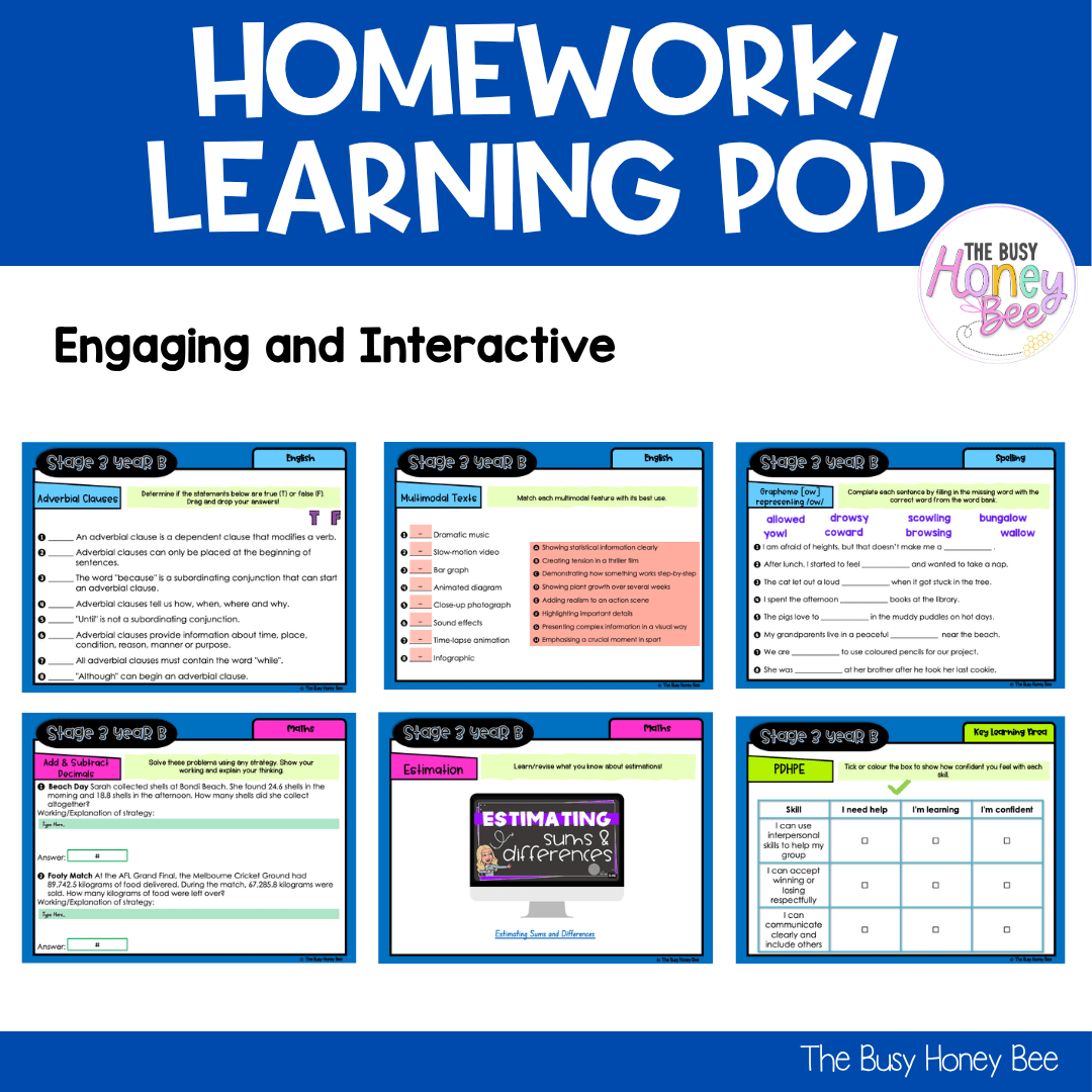 Stage 3 Year B Homework/Learning Pod 35 - Homework | Casual Teaching