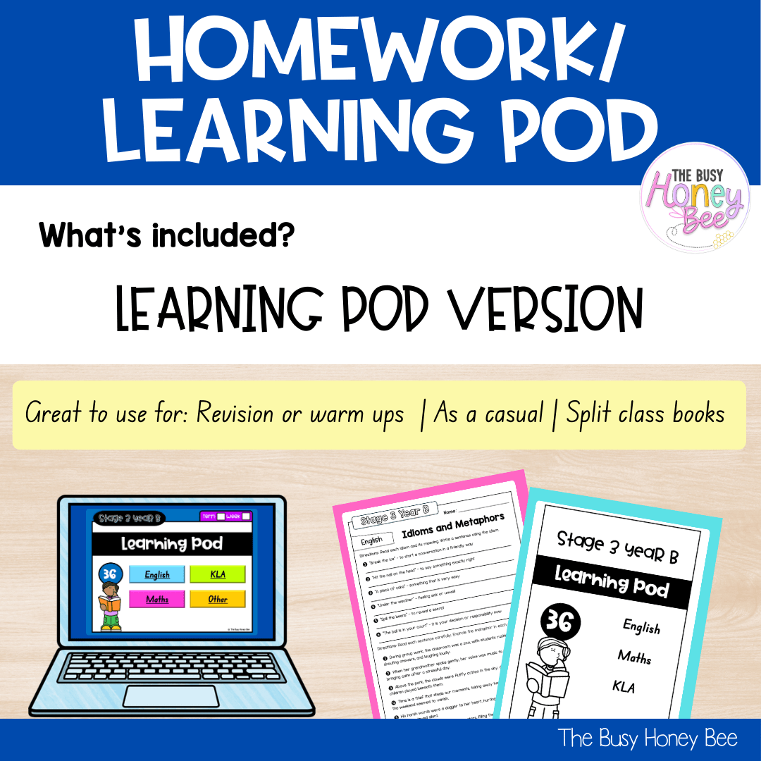 Stage 3 Year B Homework/Learning Pod 36 - Homework | Casual Teaching