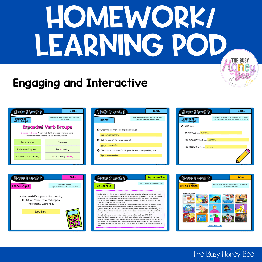 Stage 3 Year B Homework/Learning Pod 36 - Homework | Casual Teaching