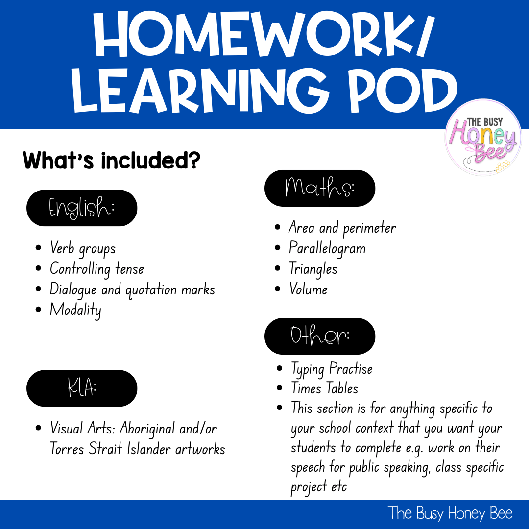 Stage 3 Year B Homework/Learning Pod 37 - Homework | Casual Teaching
