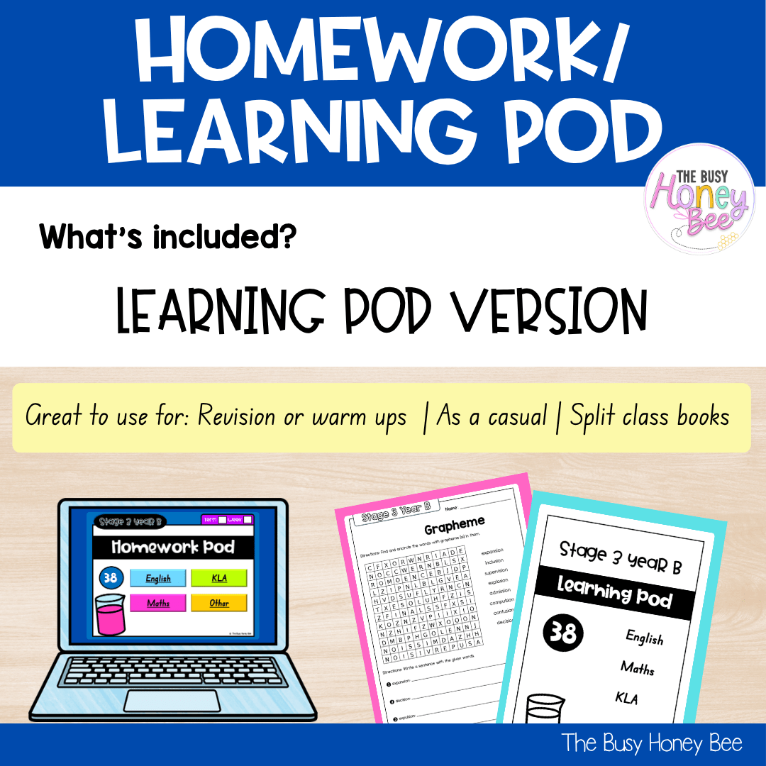 Stage 3 Year B Homework/Learning Pod 38 - Homework | Casual Teaching