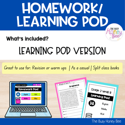Stage 3 Year B Homework/Learning Pod 38 - Homework | Casual Teaching