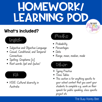 Stage 3 Year B Homework/Learning Pod 38 - Homework | Casual Teaching