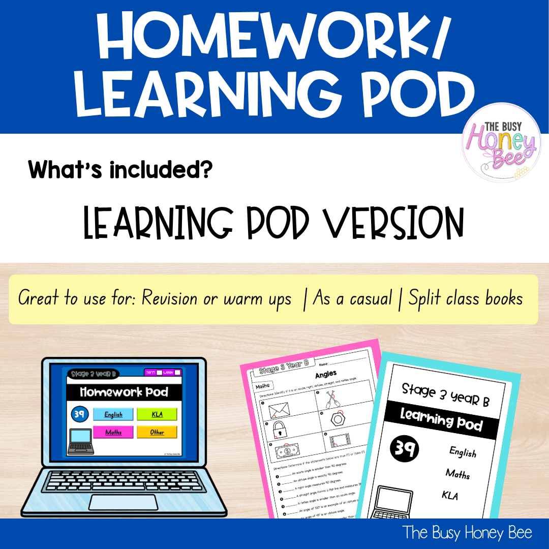 Stage 3 Year B Homework/Learning Pod 39 - Homework | Casual Teaching