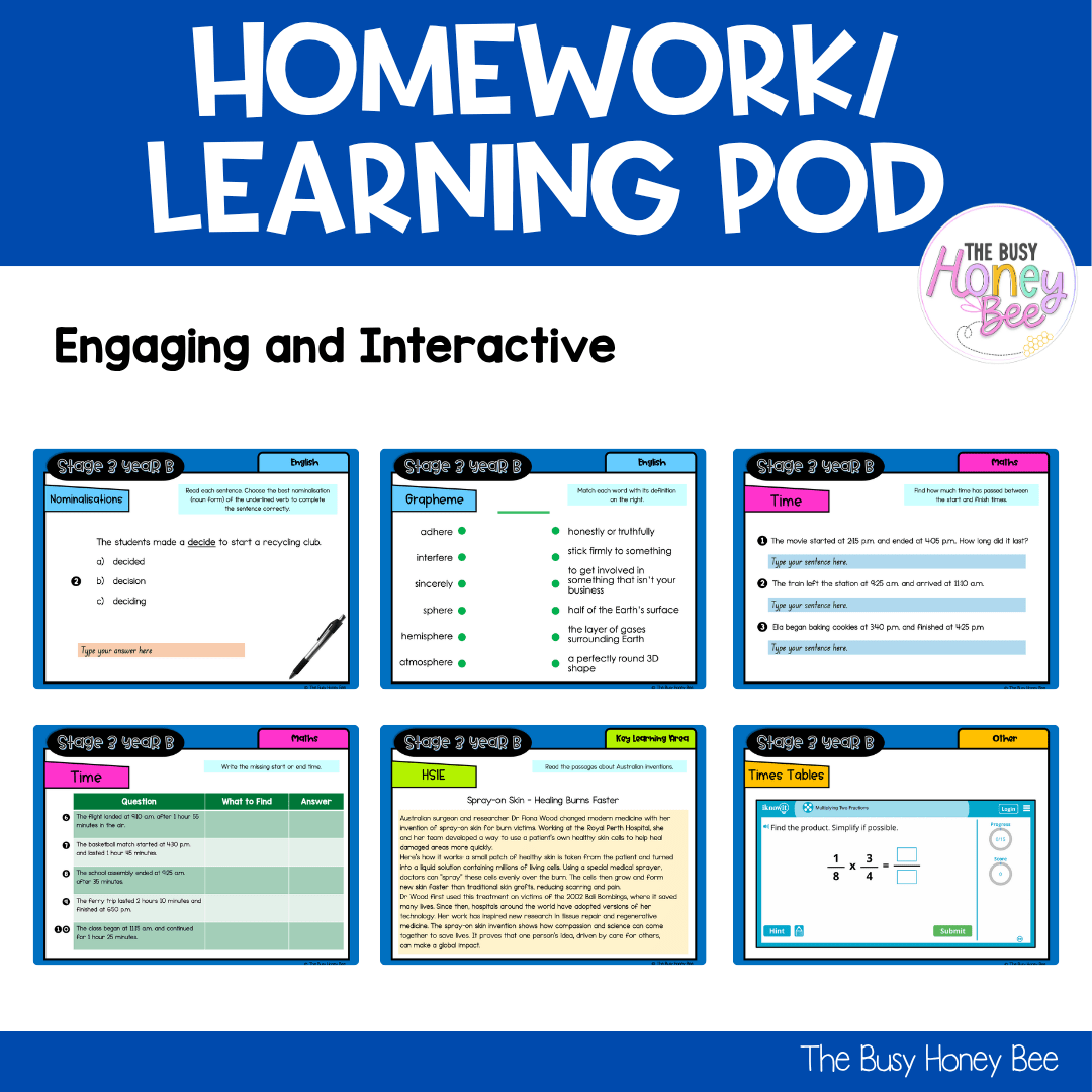 Stage 3 Year B Homework/Learning Pod 39 - Homework | Casual Teaching