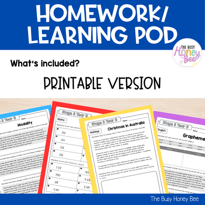 Stage 3 Year B Homework/Learning Pod 40 - Homework | Casual Teaching