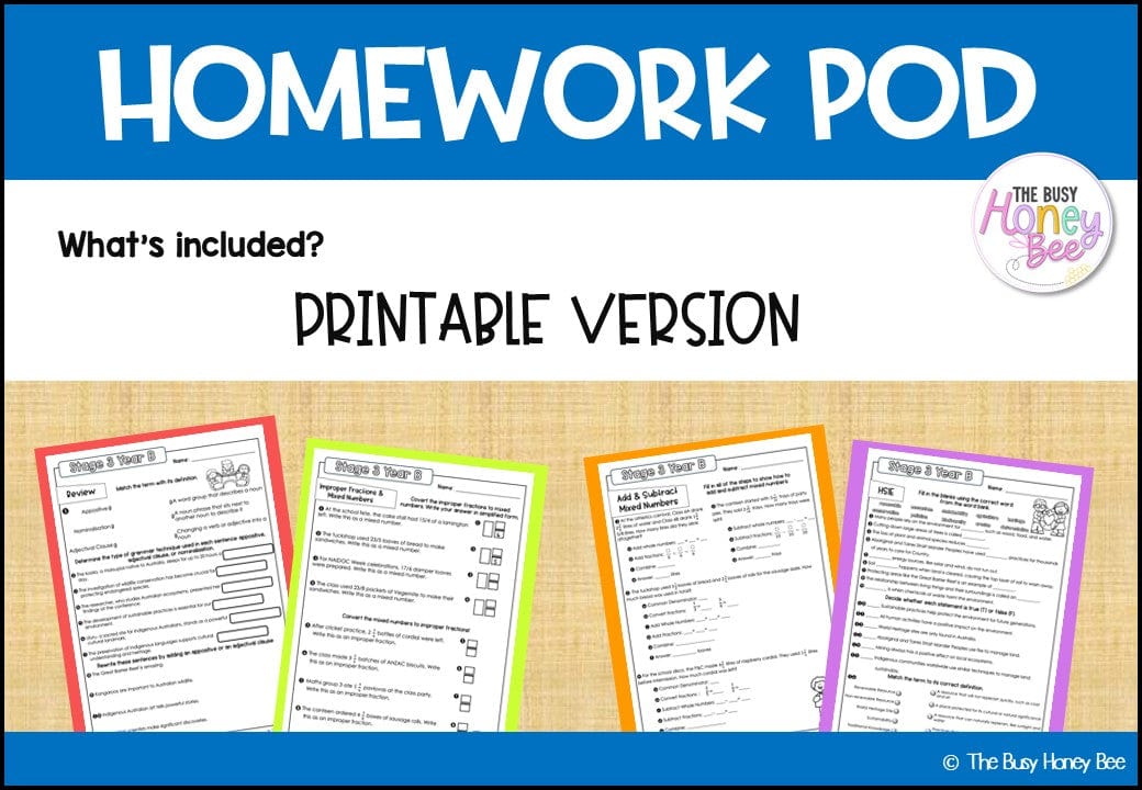 Stage 3 Year B Homework/Learning Pods Term 1 Mega Bundle - PowerPoint