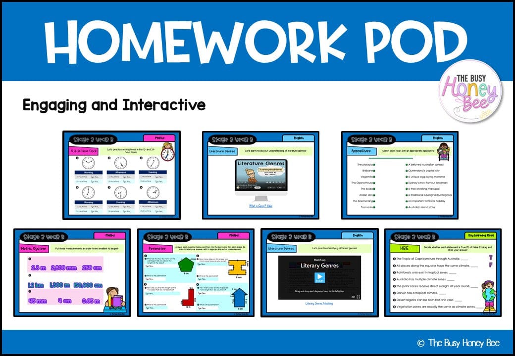 Stage 3 Year B Homework/Learning Pods Term 1 Mega Bundle - PowerPoint