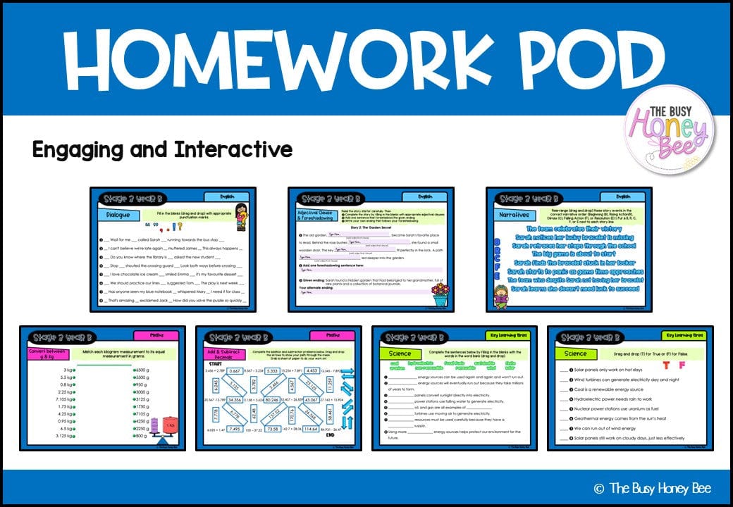 Stage 3 Year B Homework/Learning Pods Term 1 Mega Bundle - PowerPoint