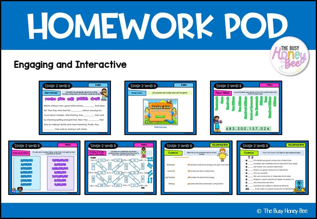 Stage 3 Year B Homework/Learning Pods Term 1 Mega Bundle - PowerPoint