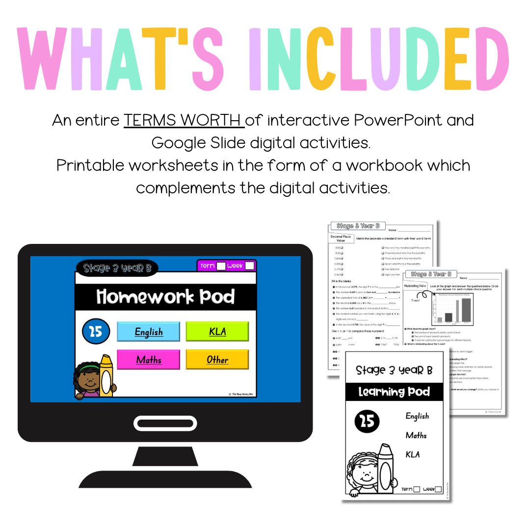 Stage 3 Year B Homework/Learning Pods Term 1 Mega Bundle - PowerPoint