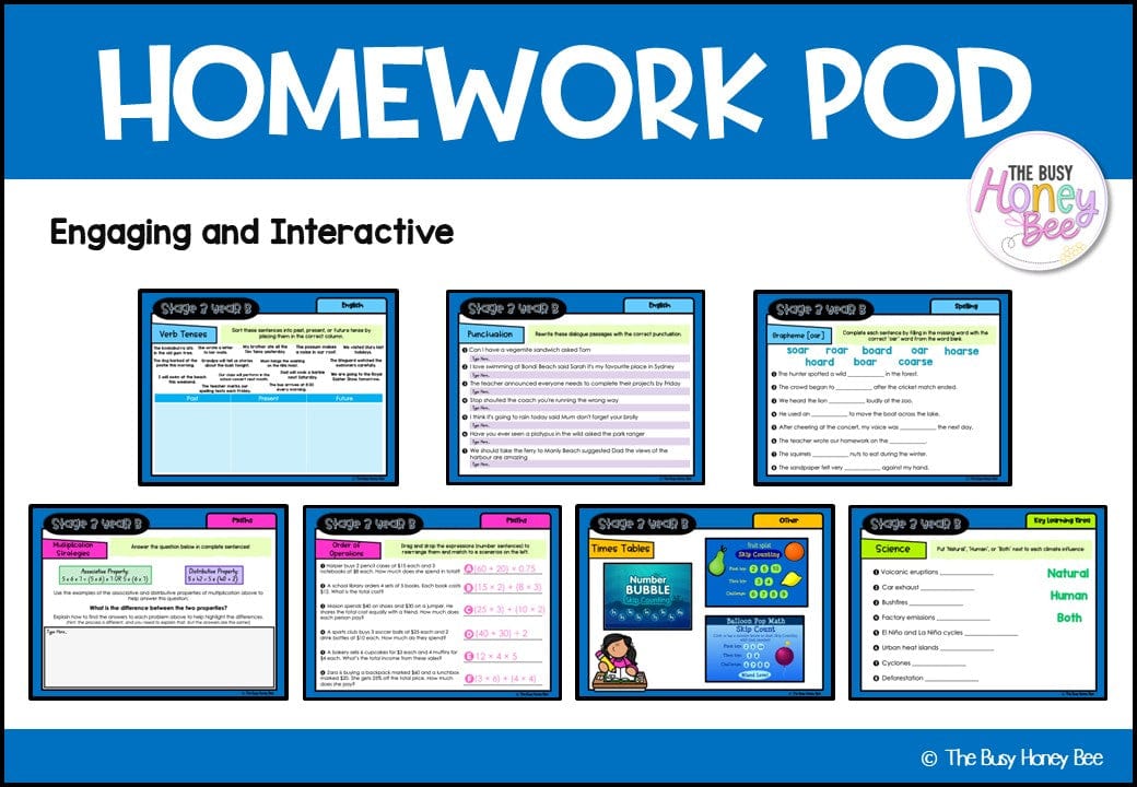 Stage 3 Year B Homework/Learning Pods Term 2 Mega Bundle - Homework | Casual Teaching