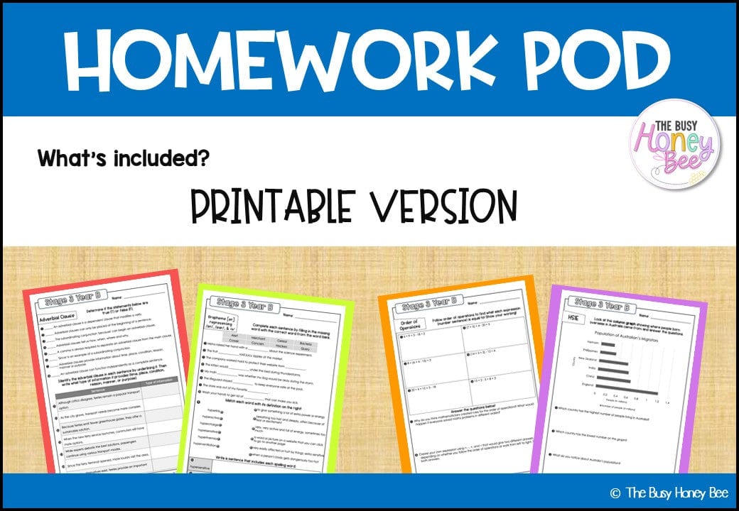 Stage 3 Year B Homework/Learning Pods Term 3 Mega Bundle - Homework | Casual Teaching
