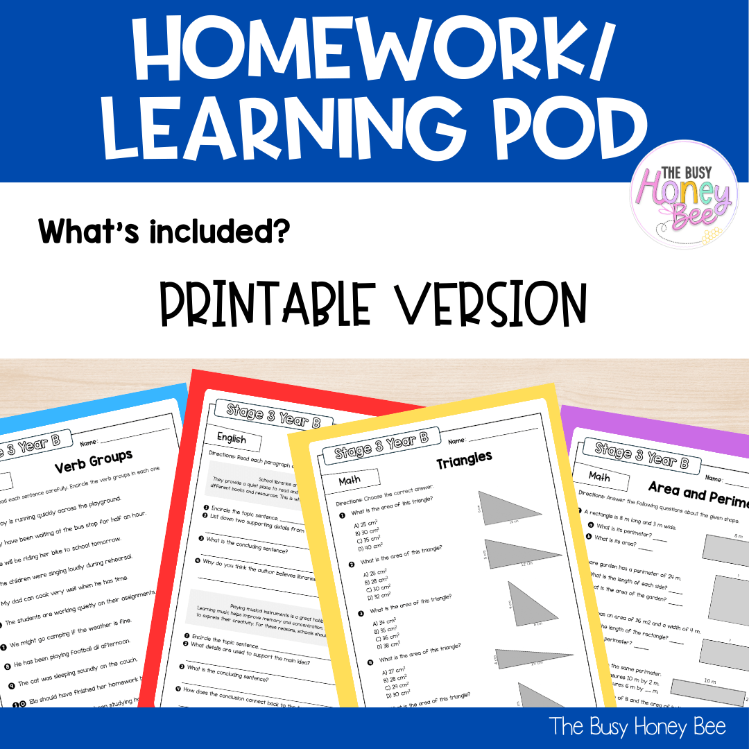 Stage 3 Year B Homework/Learning Pods Term 4 Mega Bundle - Homework | Casual Teaching