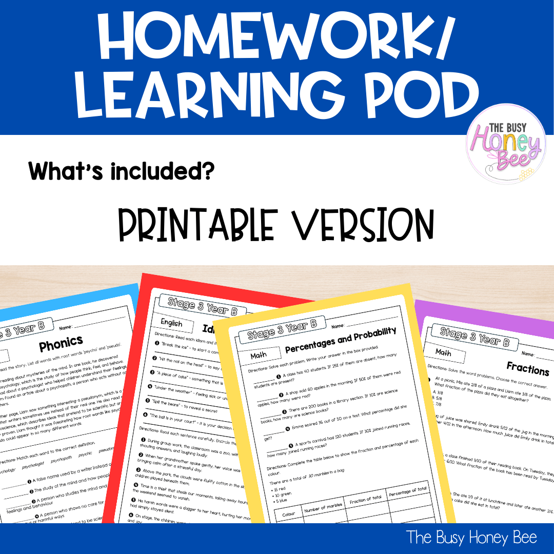 Stage 3 Year B Homework/Learning Pods Term 4 Mega Bundle - Homework | Casual Teaching
