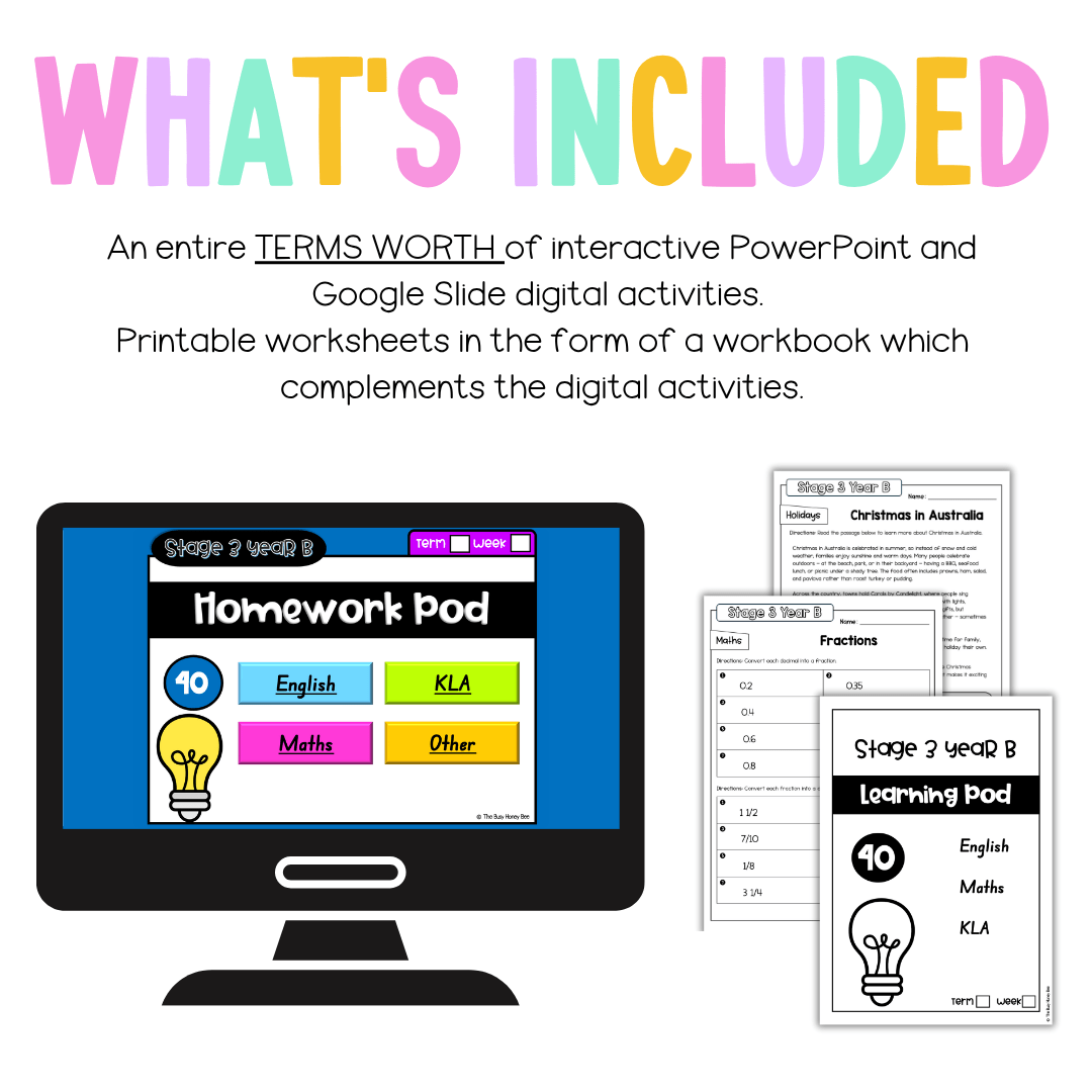 Stage 3 Year B Homework/Learning Pods Term 4 Mega Bundle - Homework | Casual Teaching