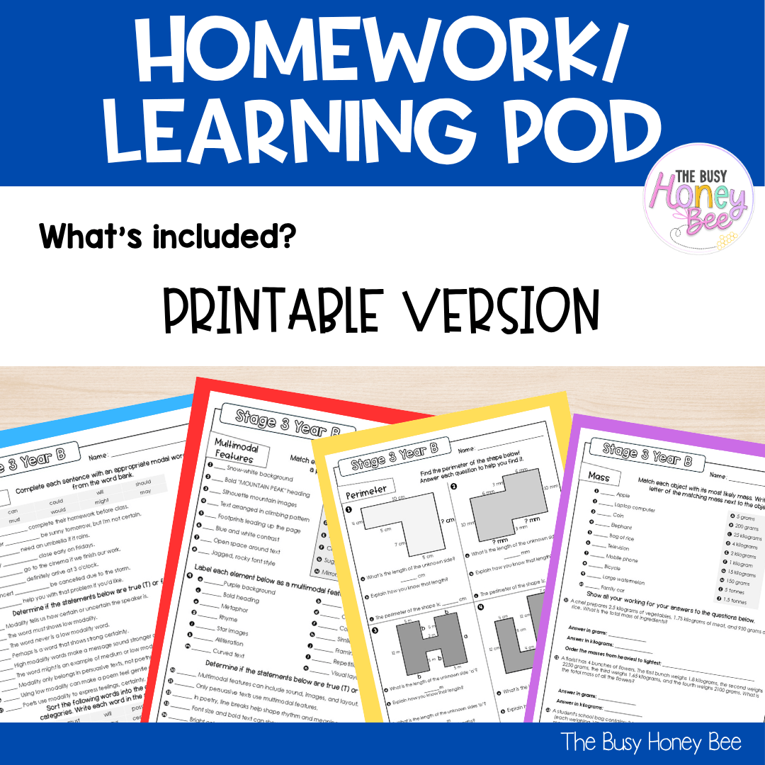 Stage 3 Year B Homework/Learning Pods Ultimate Mega Bundle - Homework | Casual Teaching