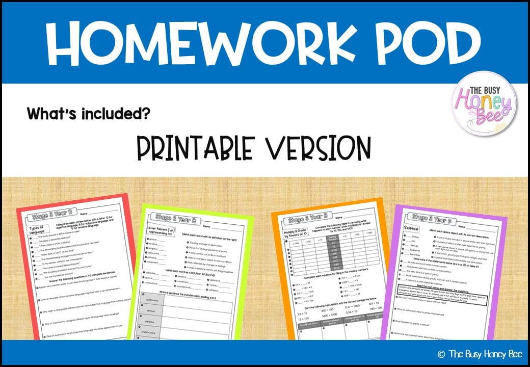 Stage 3 Year B Homework/Learning Pods Ultimate Mega Bundle - Homework | Casual Teaching