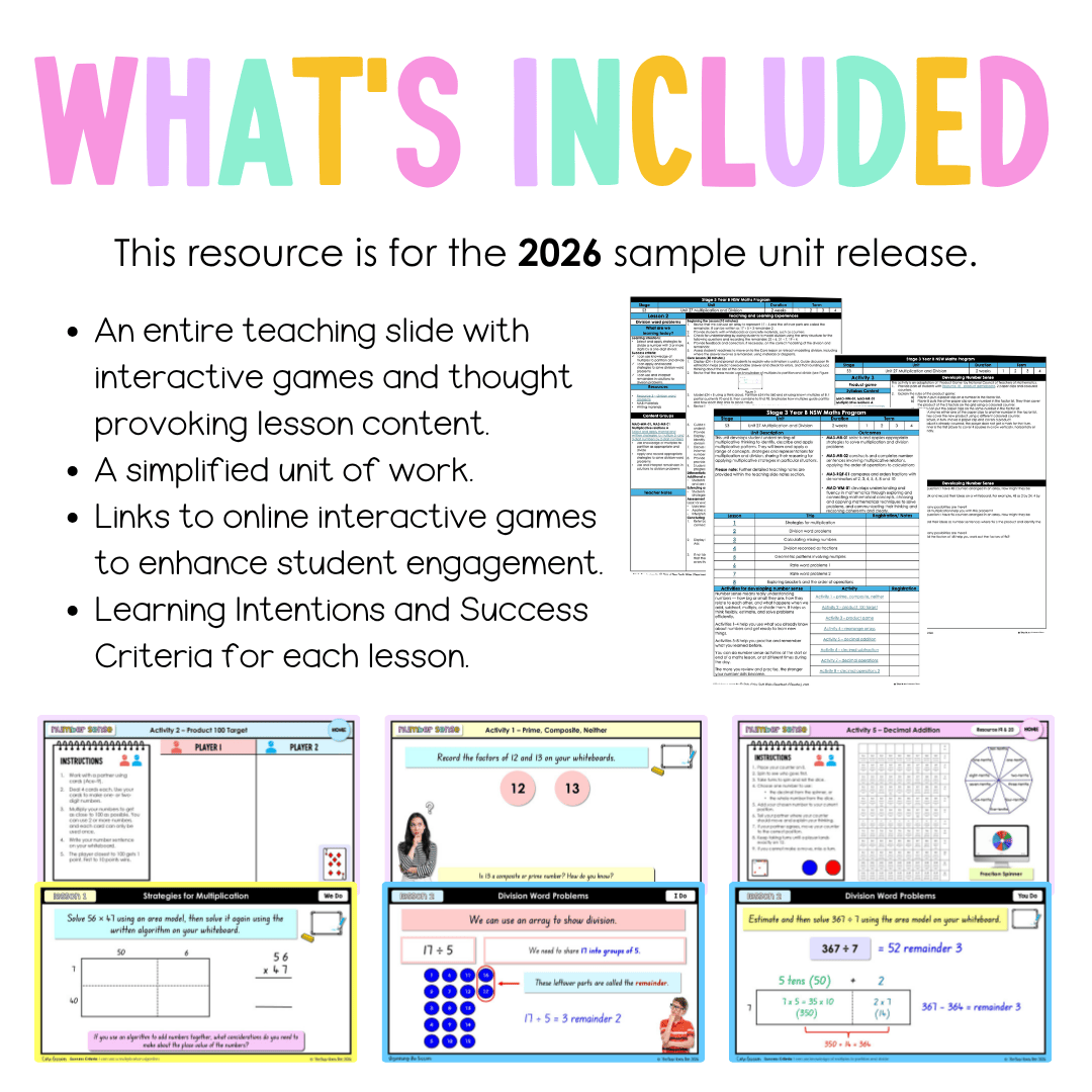 Stage 3 Year B NSW Maths Unit 27 Multiplication and Division Teaching Slides 2026 - Teaching Slides
