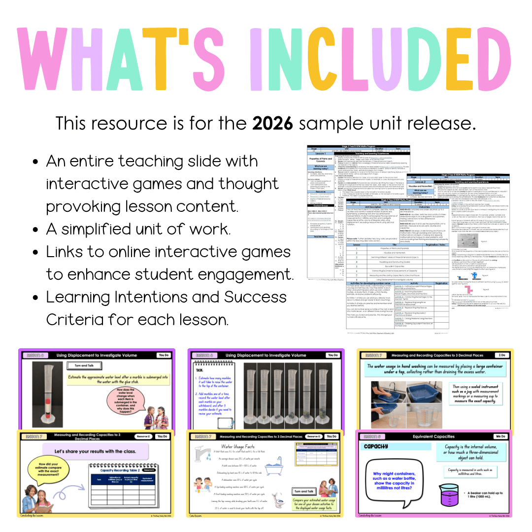 Stage 3 Year B NSW Maths Unit 29 3D Objects and Volume Teaching Slides 2026 - Teaching Slides