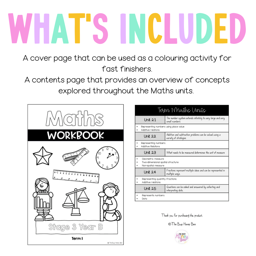 Stage 3 Year B NSW Maths Workbook Term 1 - Workbook | Worksheets