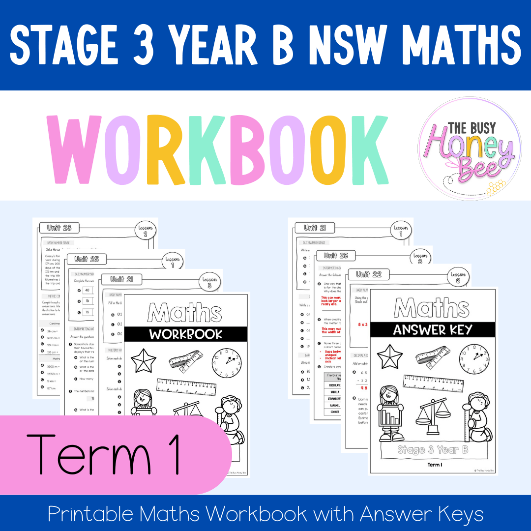 Stage 3 Year B NSW Maths Workbook Term 1 - Workbook | Worksheets