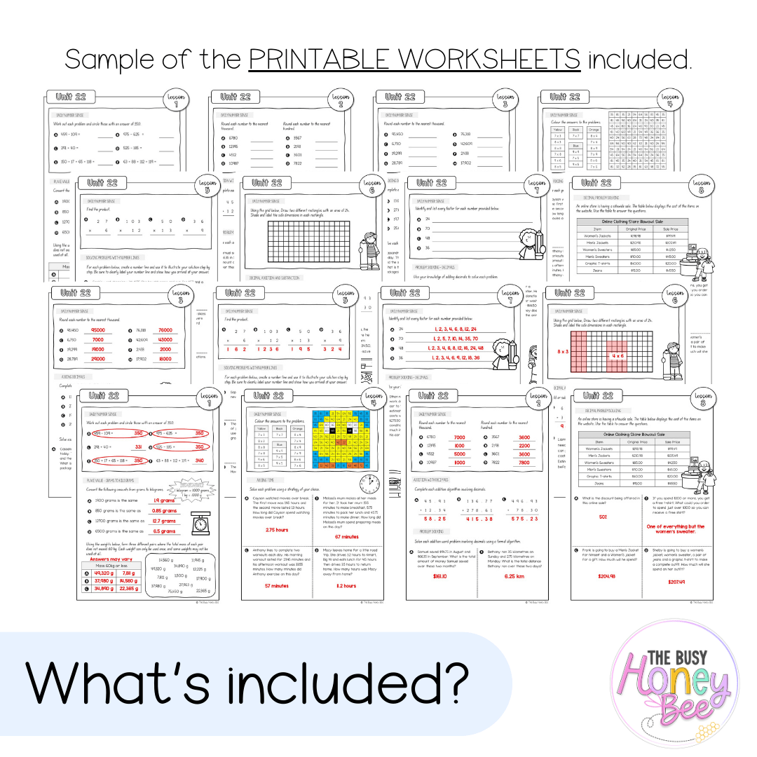 Stage 3 Year B NSW Maths Worksheets Unit 22 - Workbook | Worksheets