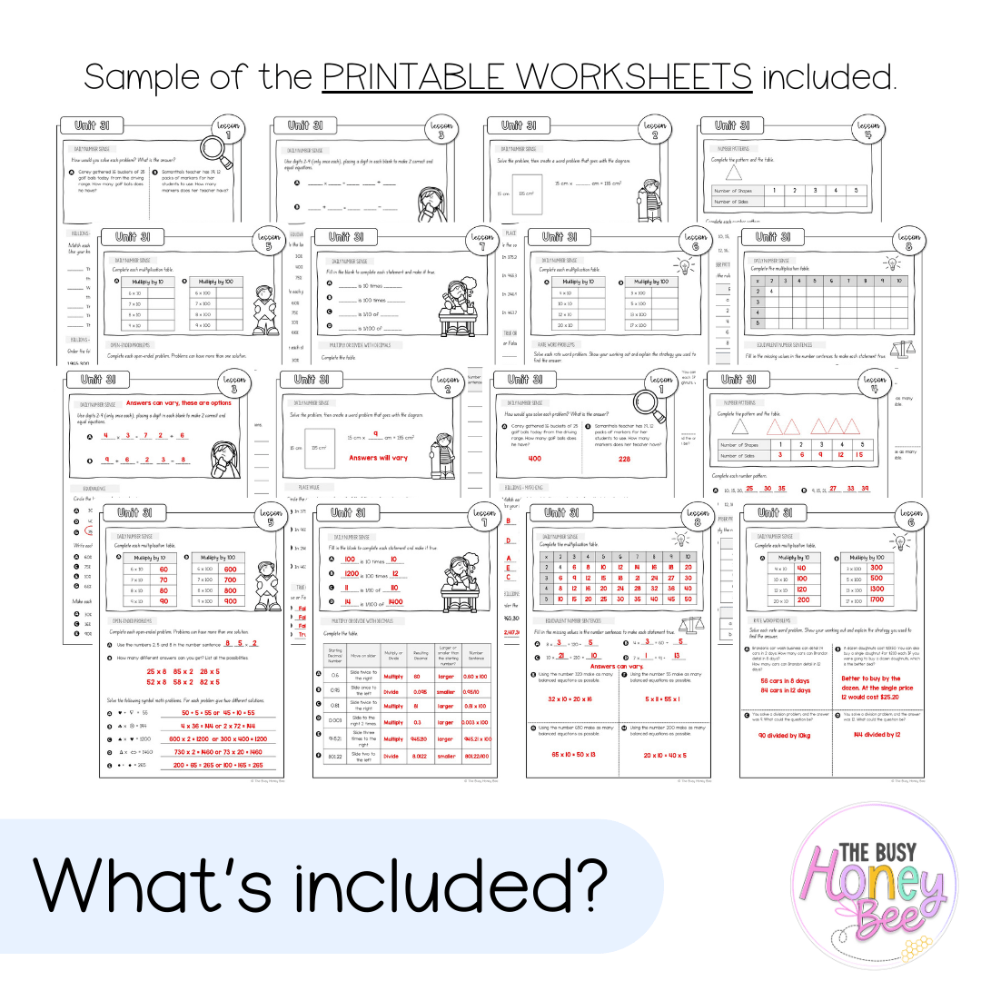 Stage 3 Year B NSW Maths Worksheets Unit 31 - Workbook | Worksheets