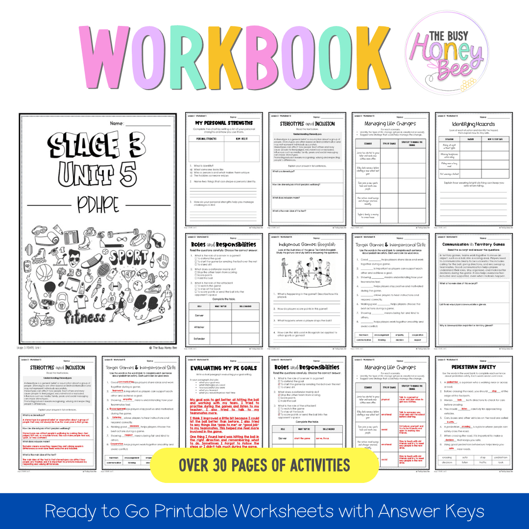 Stage 3 Year B NSW PDHPE Sample Unit 5 Teaching Pack - Teaching Bundle