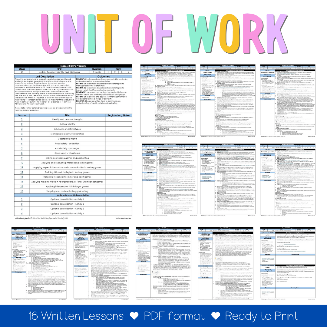 Stage 3 Year B NSW PDHPE Sample Unit 5 Teaching Pack - Teaching Bundle