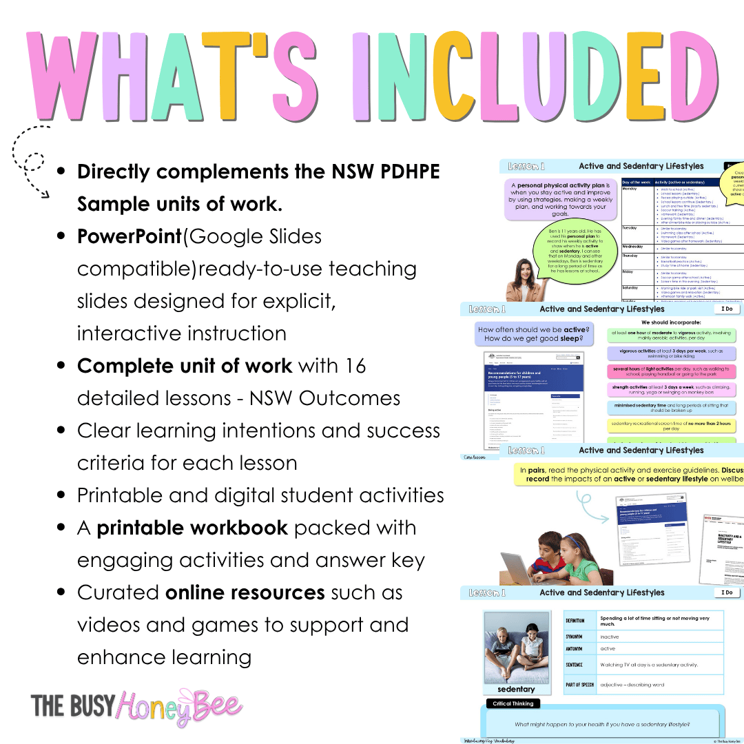 Stage 3 Year B NSW PDHPE Sample Unit 6 Teaching Pack - Teaching Bundle