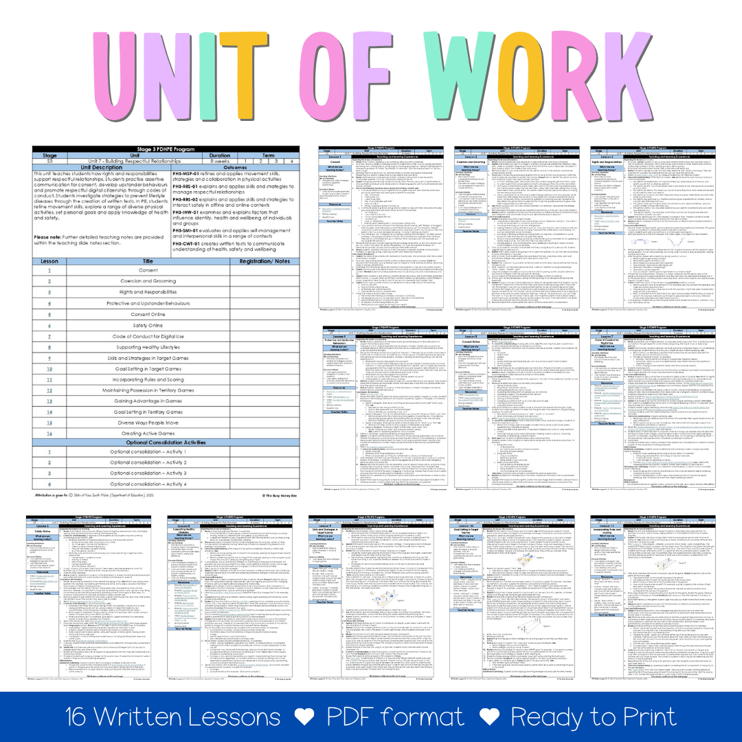 Stage 3 Year B NSW PDHPE Sample Unit 7 Teaching Pack - Teaching Bundle