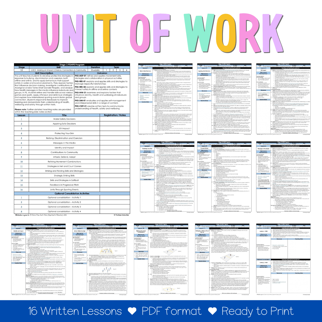 Stage 3 Year B NSW PDHPE Sample Unit 8 Teaching Pack - Teaching Bundle