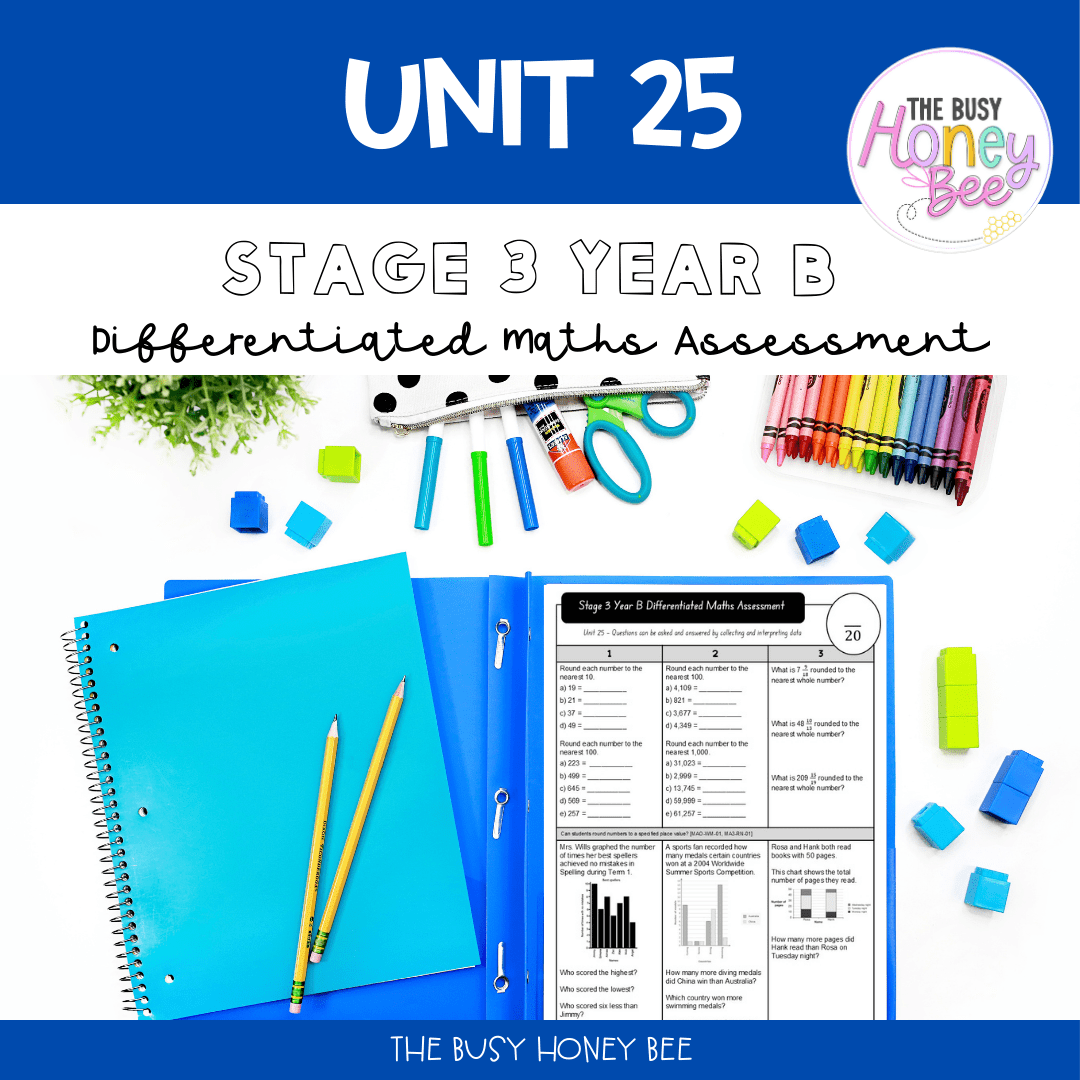 Stage 3 Year B Term 1 Differentiated Maths Assessment Bundle -