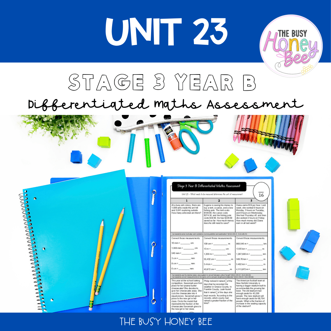 Stage 3 Year B Term 1 Differentiated Maths Assessment Bundle -